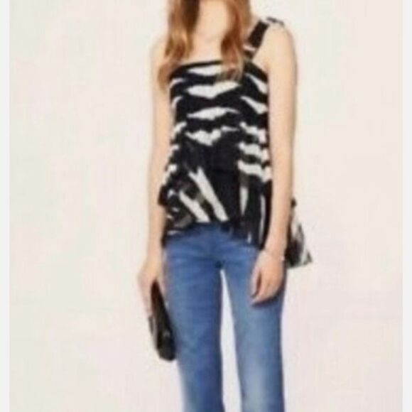 Tory Burch Lucea Top Animal Stripe
Black White size 14 large extra large zipper - Picture 8 of 15